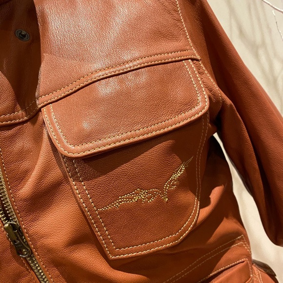 Salmon coloured Harley-Davidson leather jacket - Picture 6 of 11